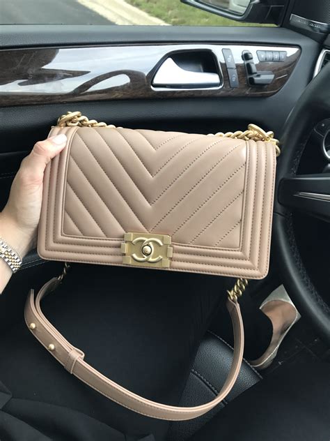 chanel boy bag chevron beige|Chanel boyfriend bag small.